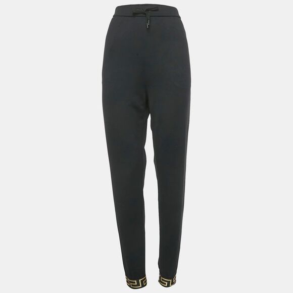 Versace Black Greca Trim Jersey Joggers L